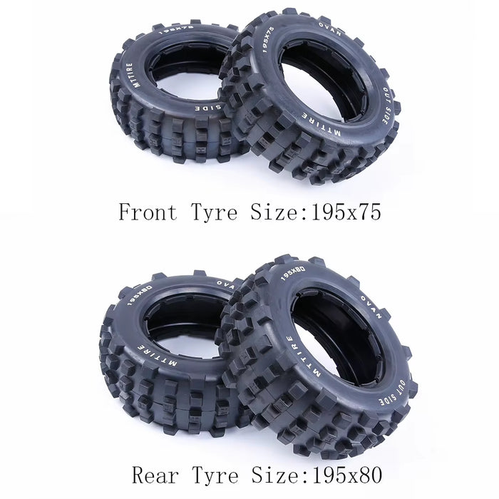 Knobby Front or Rear Tire 2PC for 1/5 HPI Rovan KINGMOTOR Baja 5T 5Sc TRUCK RC CAR PARTS